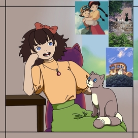 Пробовала изобразить работу в стиле Хаяо Миядзаки