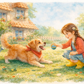 Мия и ретривер