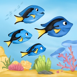 Карточка для настольной игры Мемори - рыбки