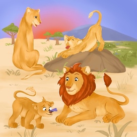 Карточка для настольной игры Мемори – львы и львята