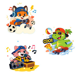 Коллекция игривых городских животных