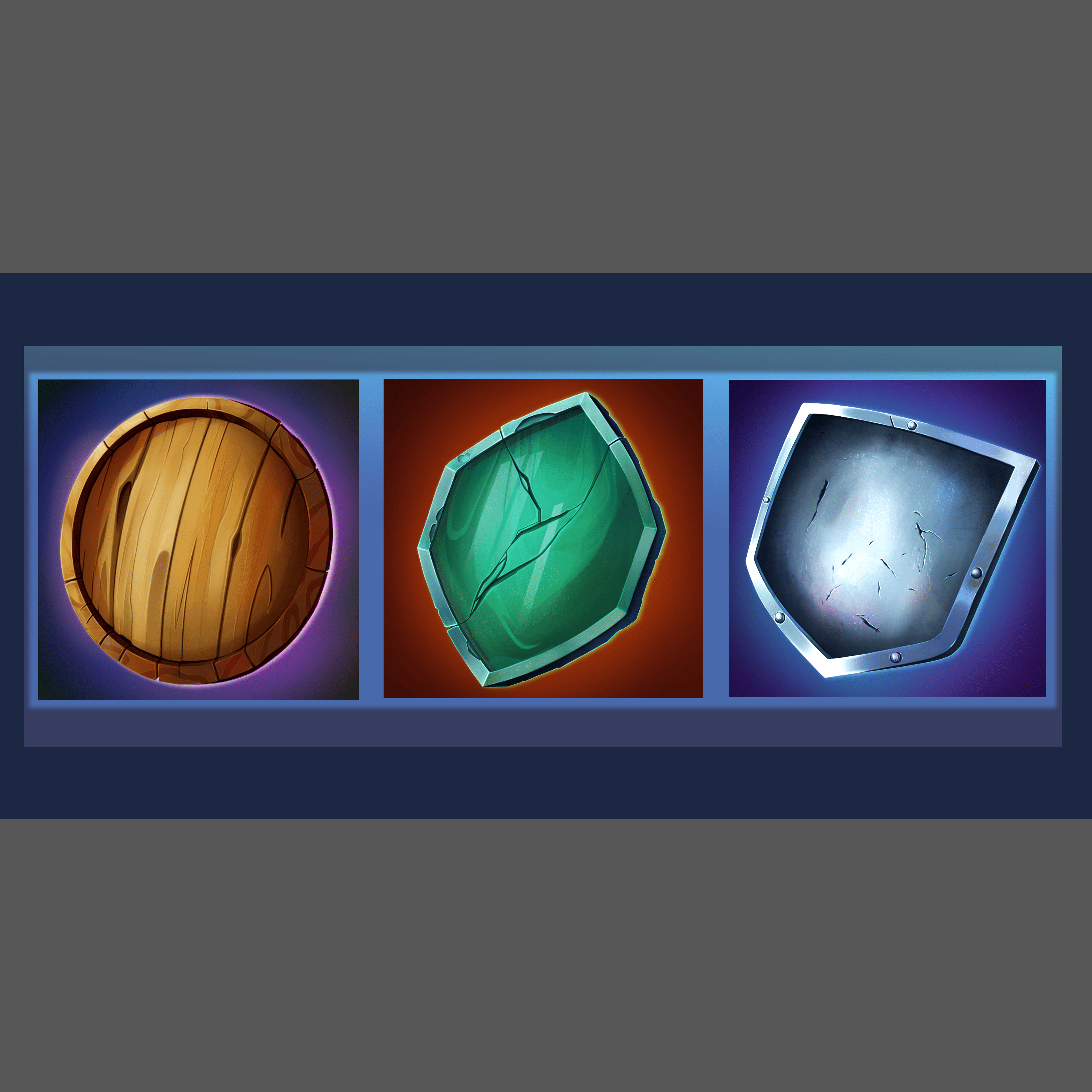 Щиты: дерево, камень, сталь.