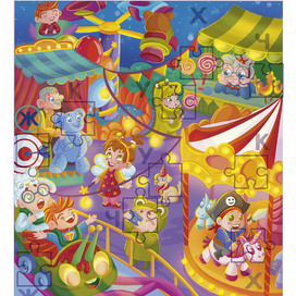 Иллюстрация для детского пособия. Парк аттракционов