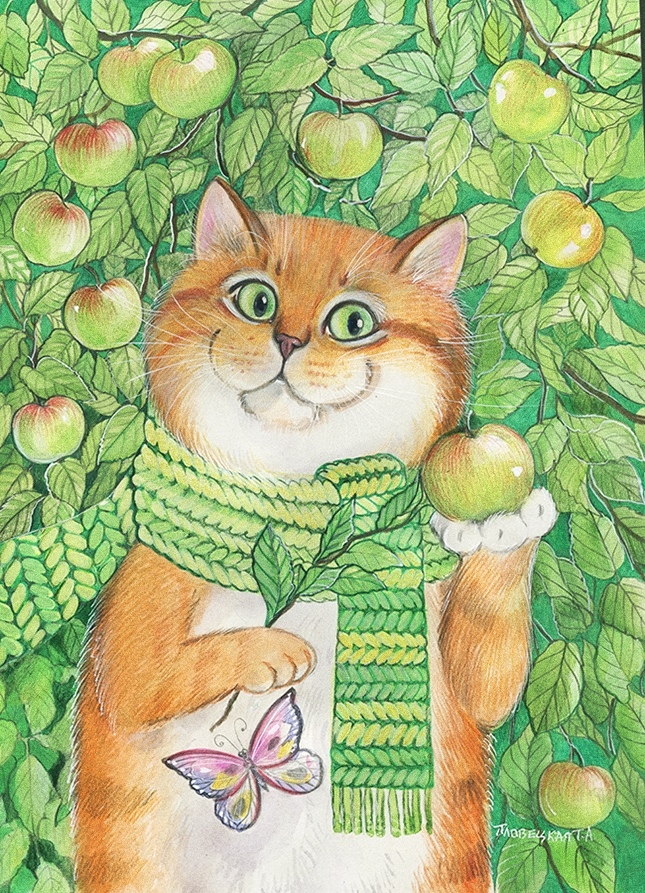 Рыжий кот в яблоках