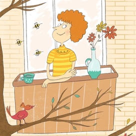 иллюстрация на балконе