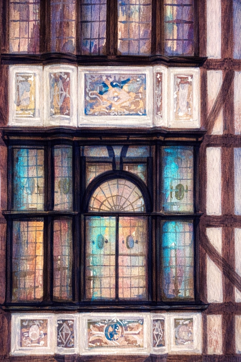 Английский домик мой пленэр из окна кофейни