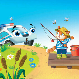 маленькая полицейская машинка, которая старается быть смелой. для издательства Клевер. серия Баю -бай