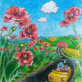 Среди огромных маков 