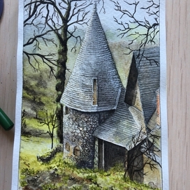 Дом в весеннем лесу