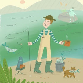 рыболов поймал рыбу