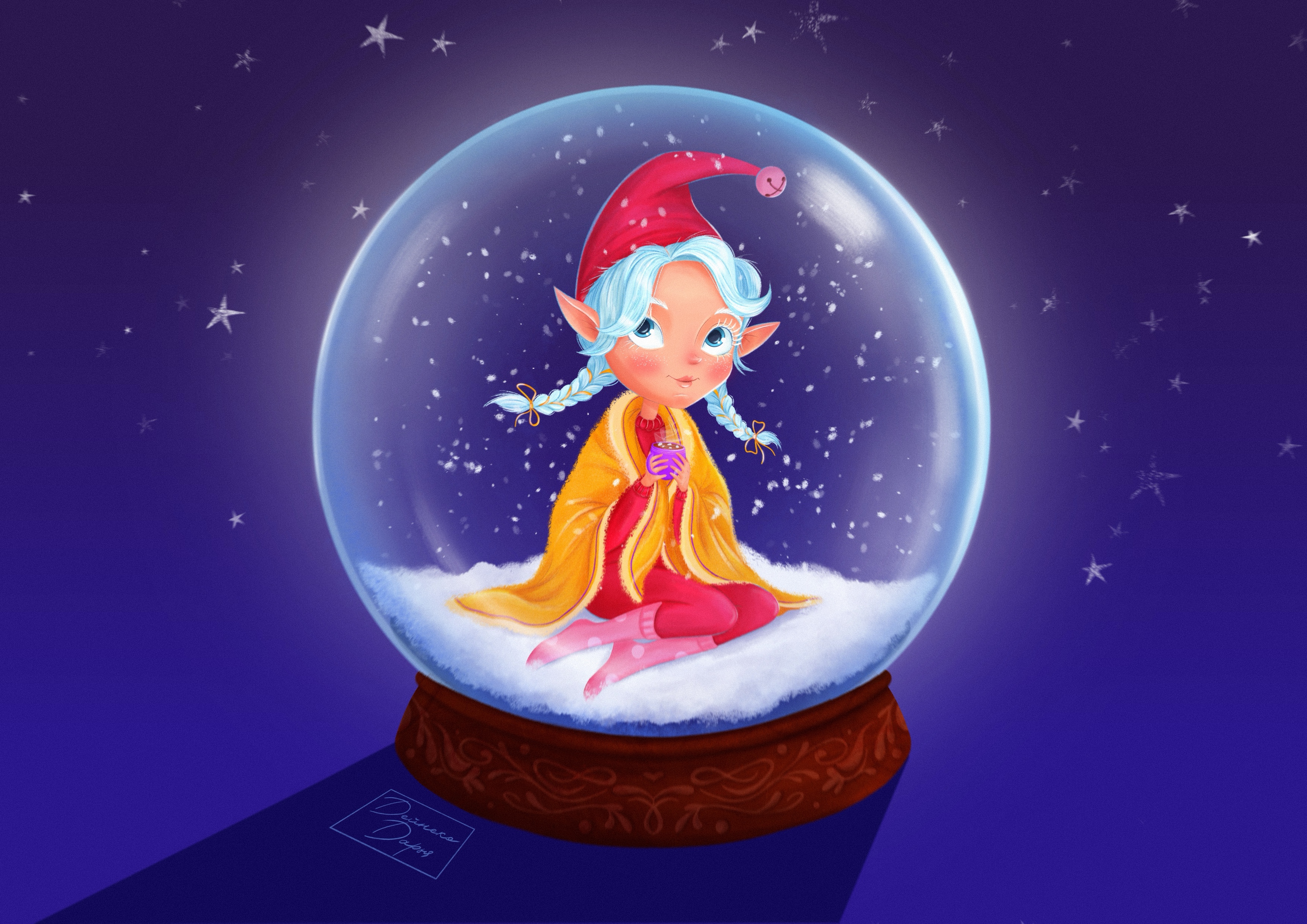 Эльфийка в снежном шаре