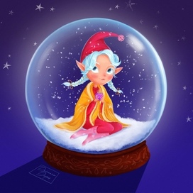 Эльфийка в снежном шаре