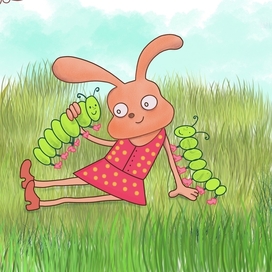 Зайка с гусеницами