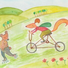 Белка На велосипеде