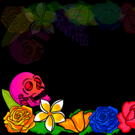 Череп и цветы