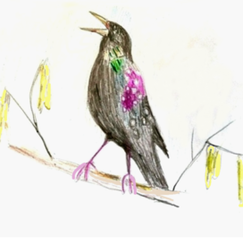 И с голых ветвей над нами скворец свою песнь напевал..