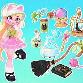 Стикеры "Кошачья ведьма"