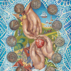 Иллюстрация к сказке Г.Х.Андерсена "Дюймовочка".