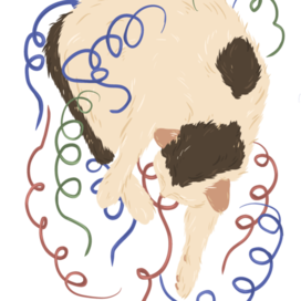 Праздничная иллюстрация для афиши московского котокафе