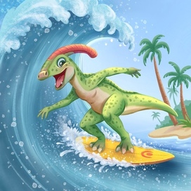 Паразавролоф ловит волну