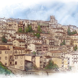 Иллюстрации для отеля Rocca Contrada в Италии