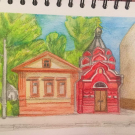 Пейзаж карандашами