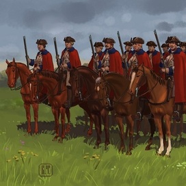 Московские драгуны на маневрах. 1712 г.