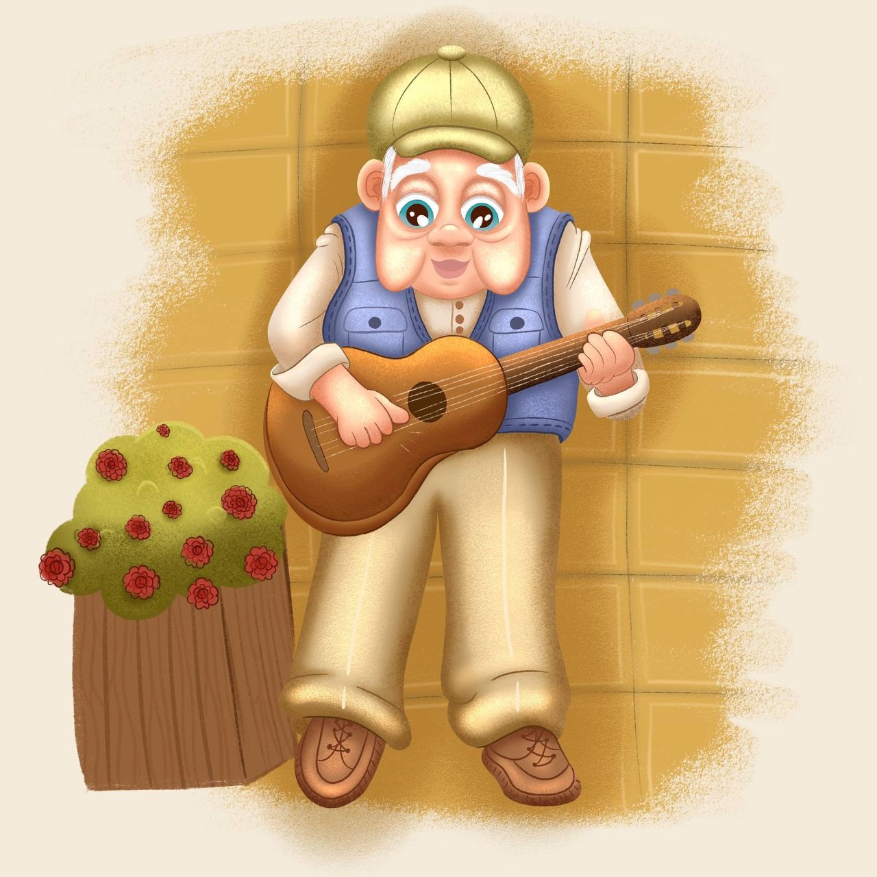 Милый уличный музыкант