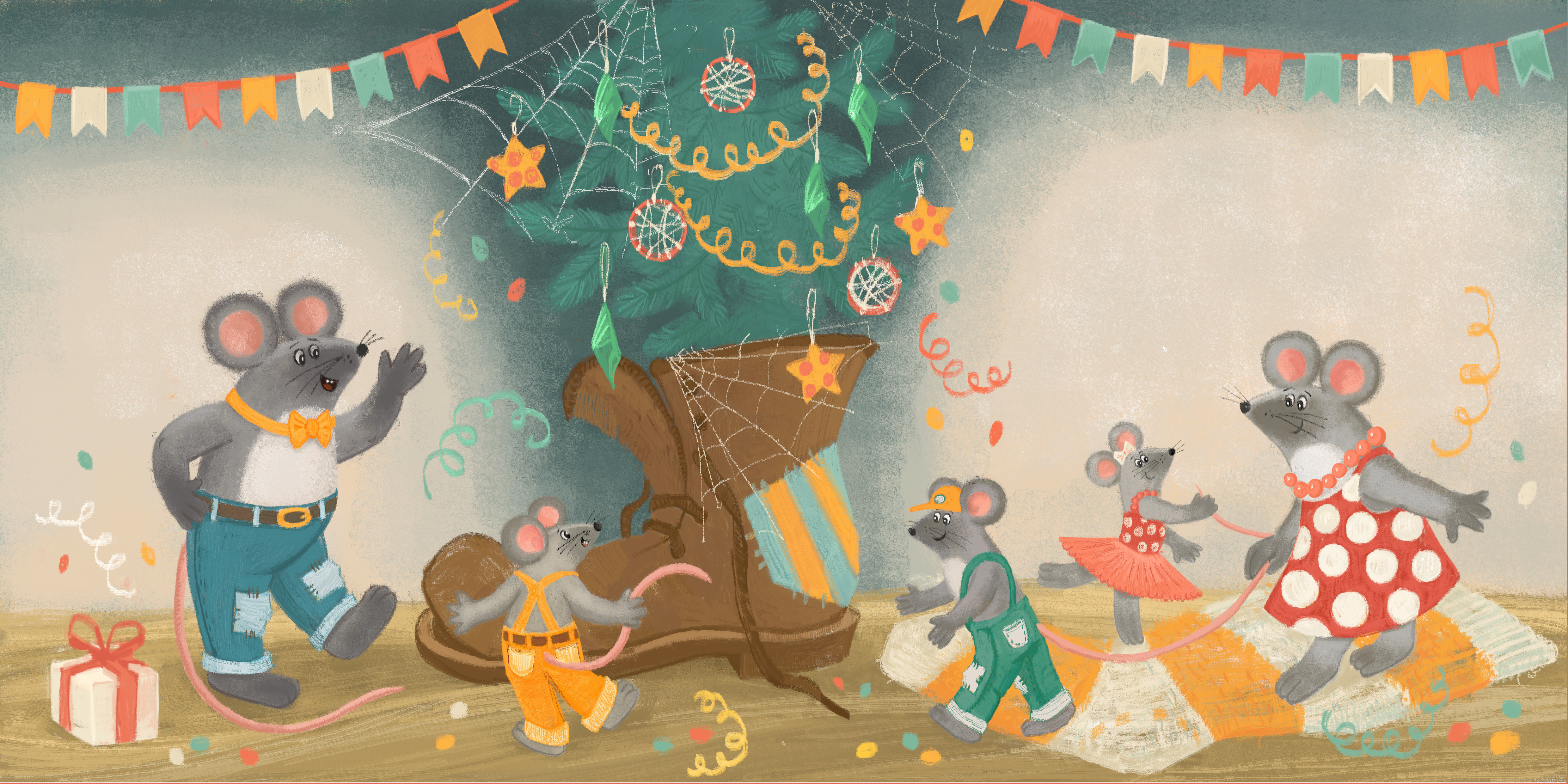 "Мышиный хороврд" .Иллюстрация к стихотворению Прёйснера "Весёлый Новый год"