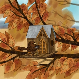 Птичка пьет чай