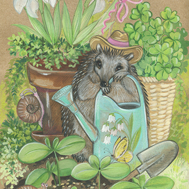 Ёжик огородник весной