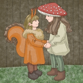 Дружба белки с грибом))