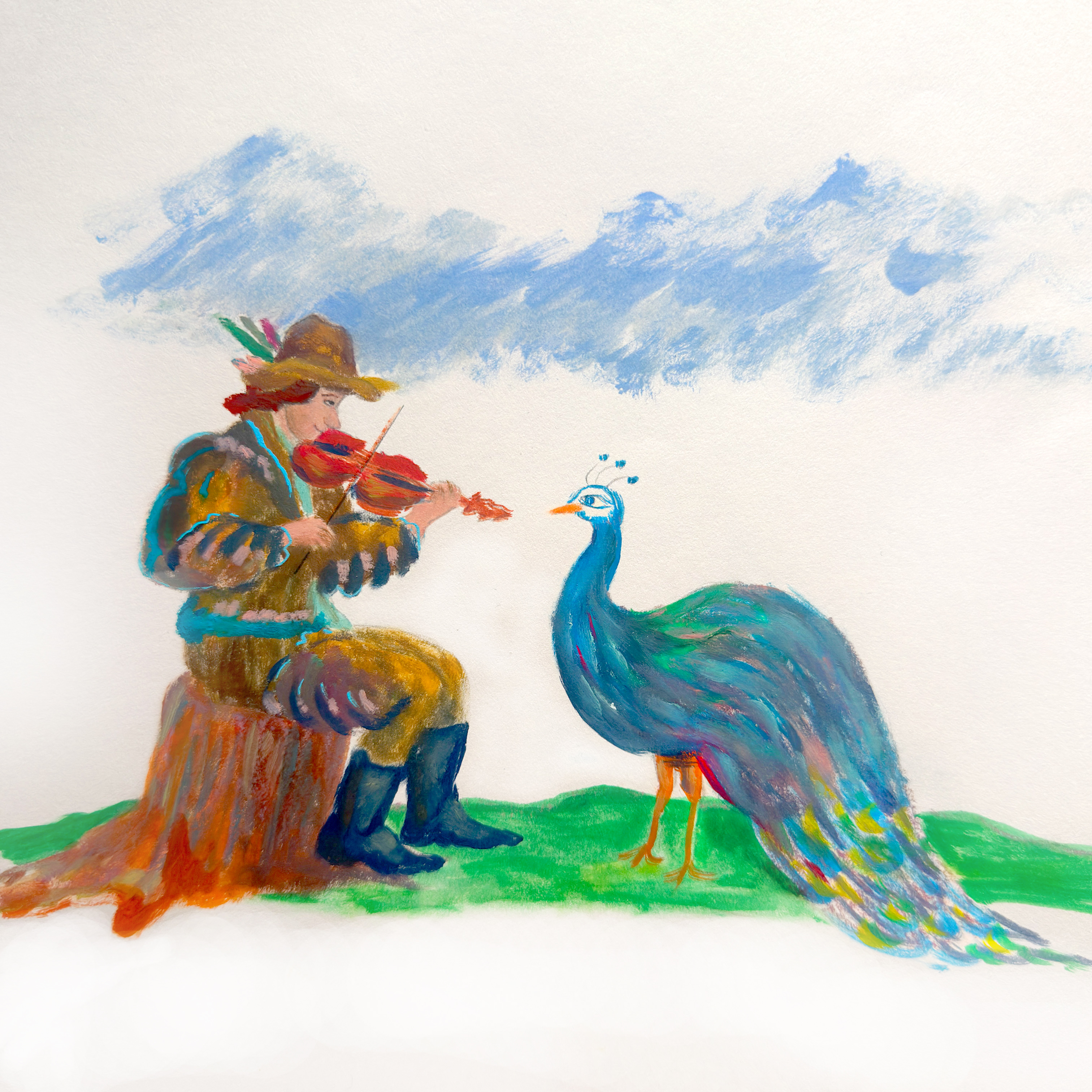 Музыкант и павлин