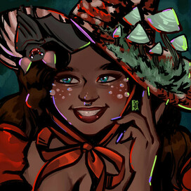 Скетч-портрет ведьмочки и фамильяра