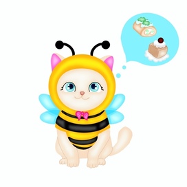 Котик в костюме пчелки