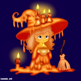 Ведьма в костюме из свечей