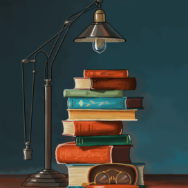 Настольная лампа с книгами