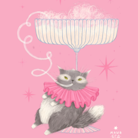 Кот с бокалом молока - иллюстрация Masha BGD (Маша БГД)