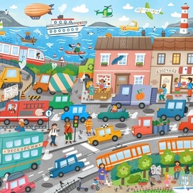 Виммельбух иллюстрация Транспорт