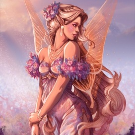 Иллюстрация - открытка "Цветочная фея"