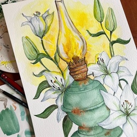 Лампа и лилии