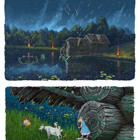 Звезды падают с неба в короб. Русалка Таисья доит козу.