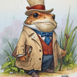 Строгий Жаб в цилиндре и пальто