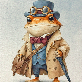 Решительный жаб с зонтиком