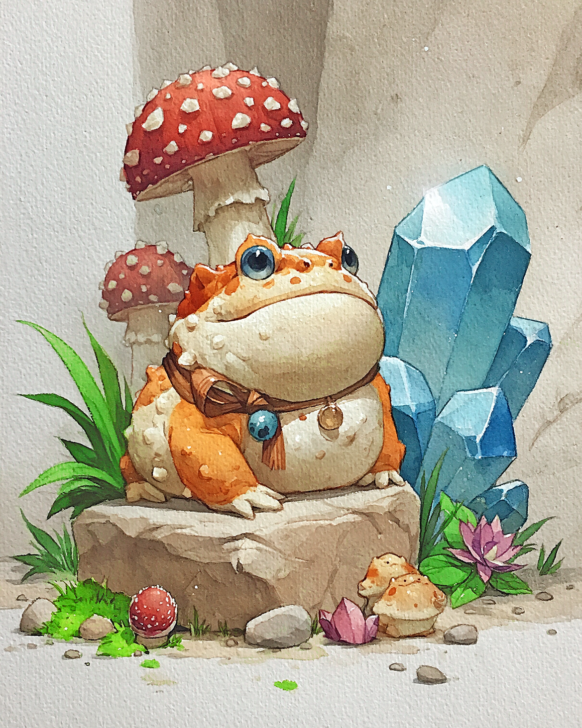 Жабка на камушке