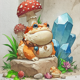 Жабка на камушке