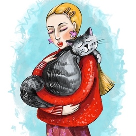 Кот и девочка 