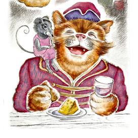 Кот и мышка, иллюстрация к сказкам современного автора