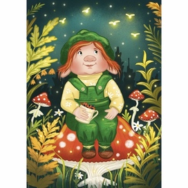 Открытка эльф для бренда ватных игрушек