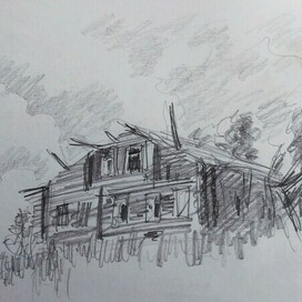 эскиз к рисунку "Руины на Сухлечихе"